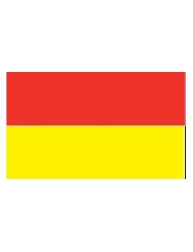 Pavillon rouge/jaune       (limite de zones de baignade)